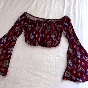 Forever 21 boho crop top flare bell sleeves